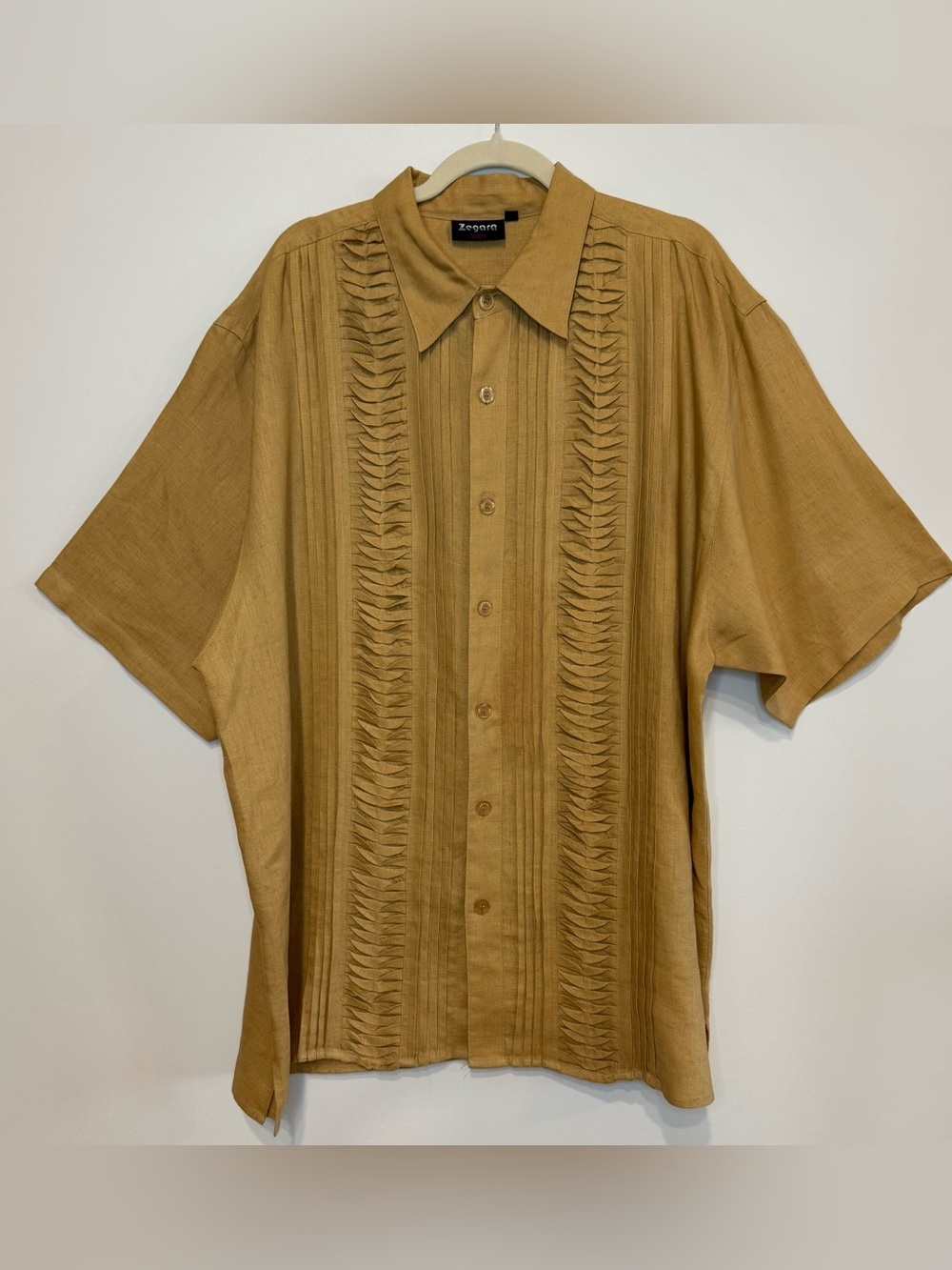 NEW Zegara Collezioni Men's 100% Linen Short Sleeve Guayabera Shirt Size XXL